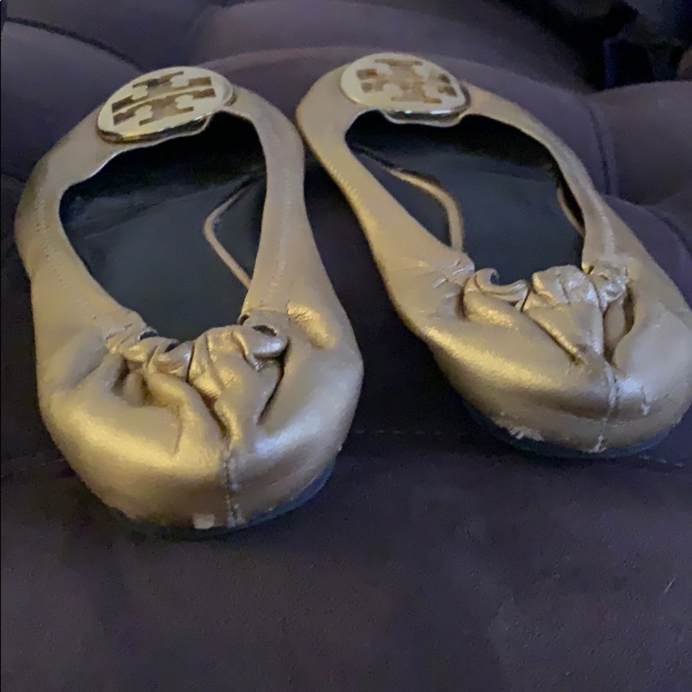 Tory Burch leather Gold Reva flats 9 - Picture 4 of 7